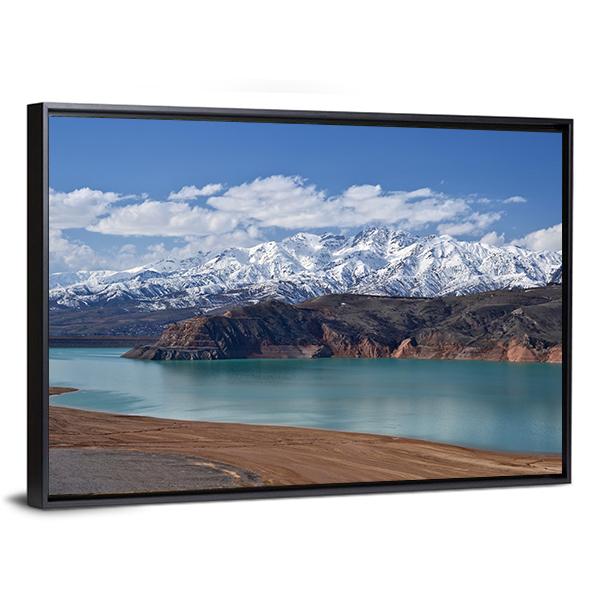 Lake In Uzbekistan Canvas Wall Art-3 Horizontal-Gallery Wrap-25" x 16"-Tiaracle