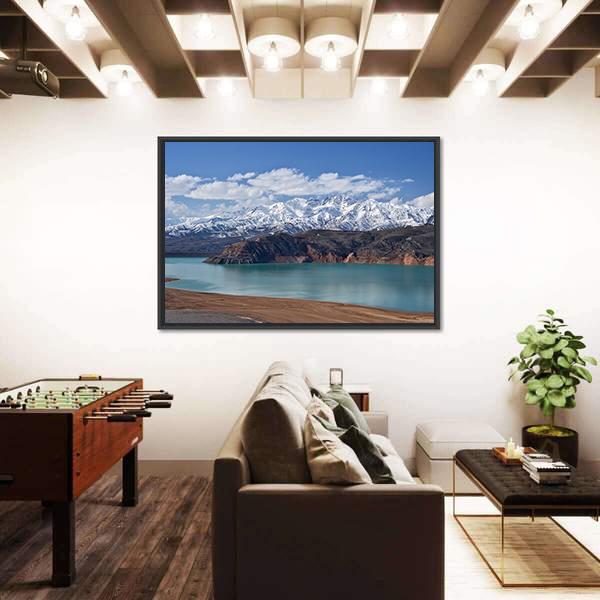 Lake In Uzbekistan Canvas Wall Art-5 Horizontal-Gallery Wrap-22" x 12"-Tiaracle