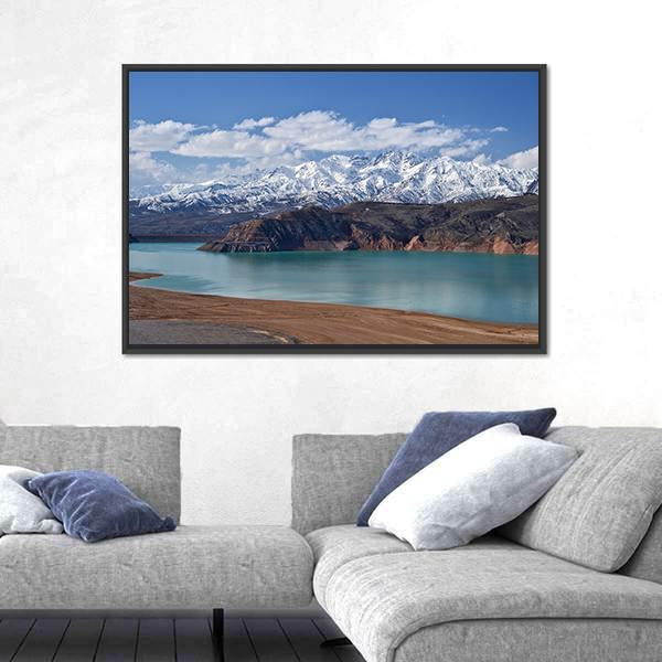 Lake In Uzbekistan Canvas Wall Art-5 Horizontal-Gallery Wrap-22" x 12"-Tiaracle