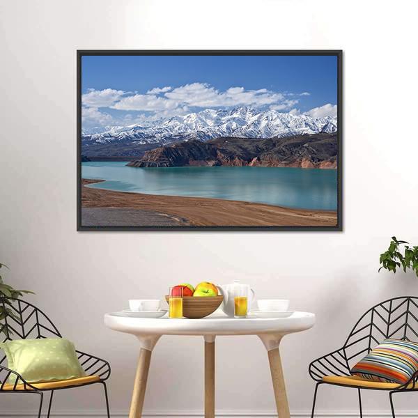 Lake In Uzbekistan Canvas Wall Art-3 Horizontal-Gallery Wrap-25" x 16"-Tiaracle