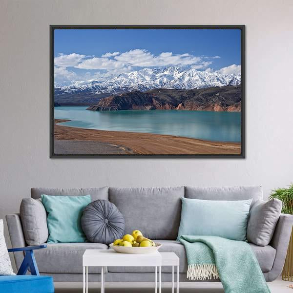 Lake In Uzbekistan Canvas Wall Art-3 Horizontal-Gallery Wrap-25" x 16"-Tiaracle