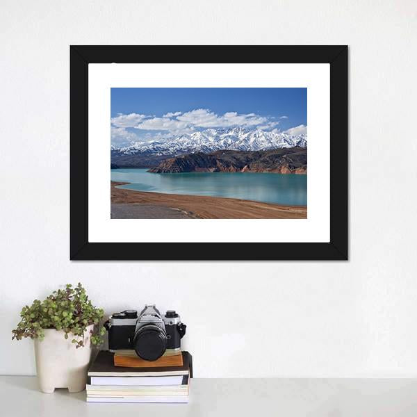 Lake In Uzbekistan Canvas Wall Art-1 Piece-Framed Print-20" x 16"-Tiaracle