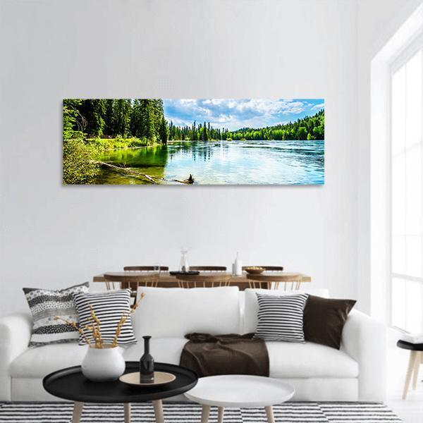 Clear Water Lake Panoramic Canvas Wall Art-1 Piece-36" x 12"-Tiaracle