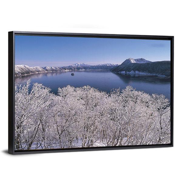Lake In Winter Season Canvas Wall Art-3 Horizontal-Gallery Wrap-25" x 16"-Tiaracle