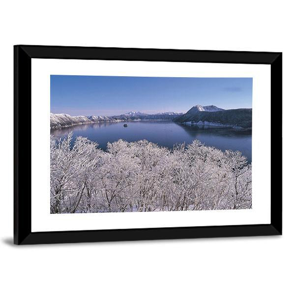 Lake In Winter Season Canvas Wall Art-3 Horizontal-Gallery Wrap-25" x 16"-Tiaracle