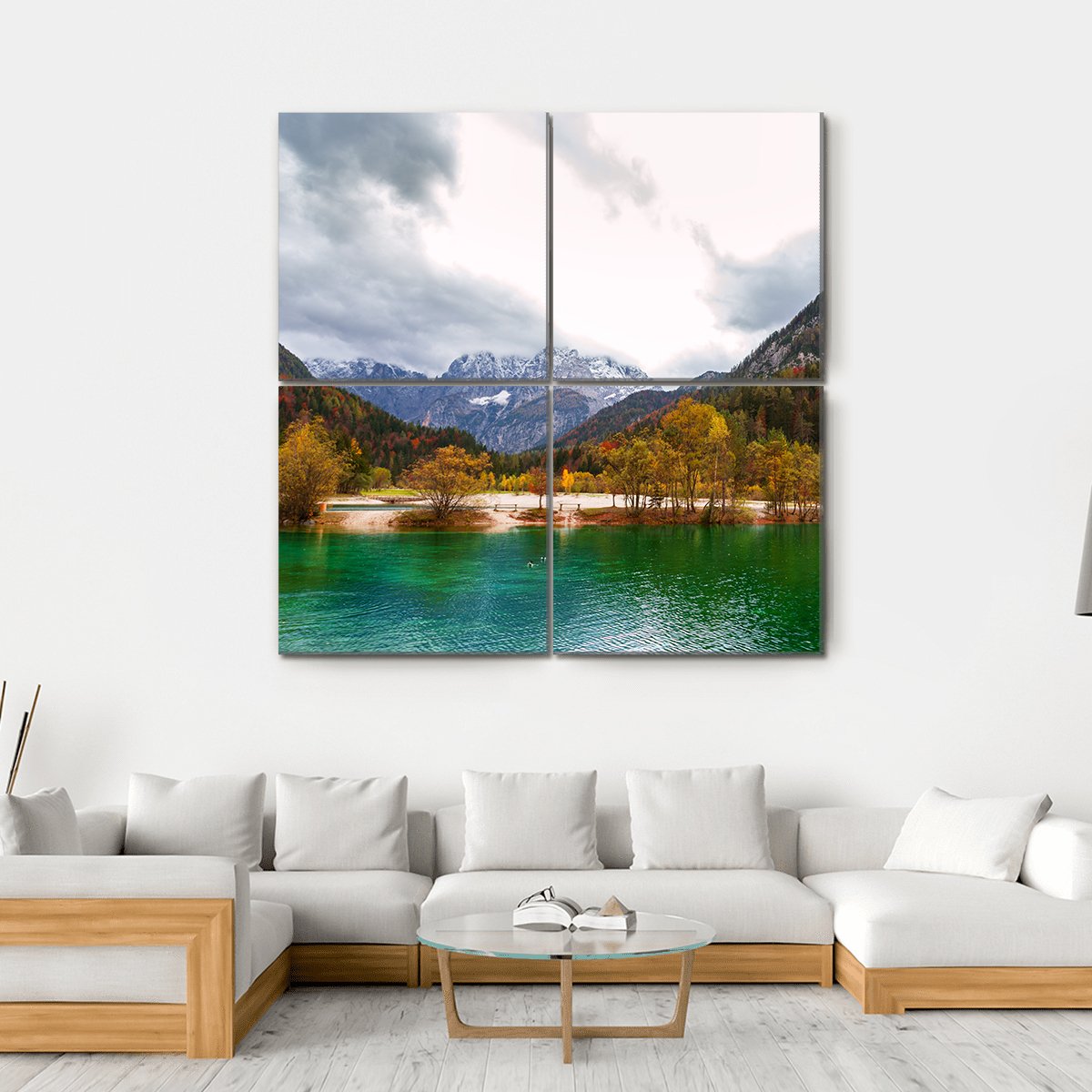 Lake Jasna Slovenia Canvas Wall Art-4 Square-Gallery Wrap-17" x 17"-Tiaracle