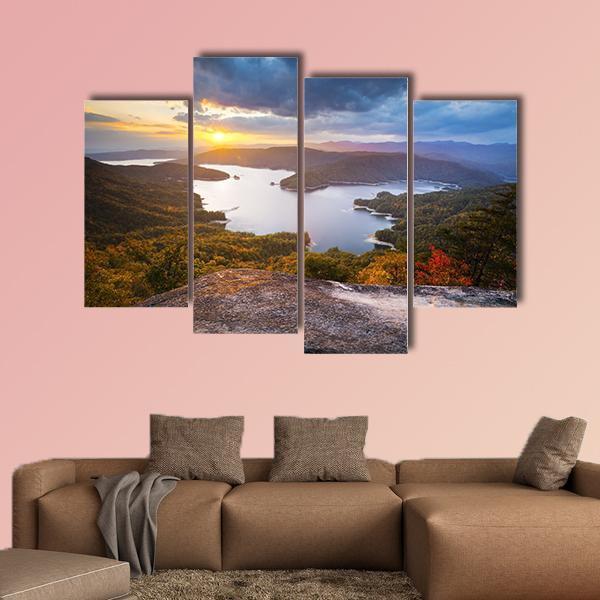 Lake Jocassee US Canvas Wall Art-4 Pop-Gallery Wrap-50" x 32"-Tiaracle