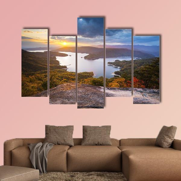 Lake Jocassee US Canvas Wall Art-5 Pop-Gallery Wrap-47" x 32"-Tiaracle