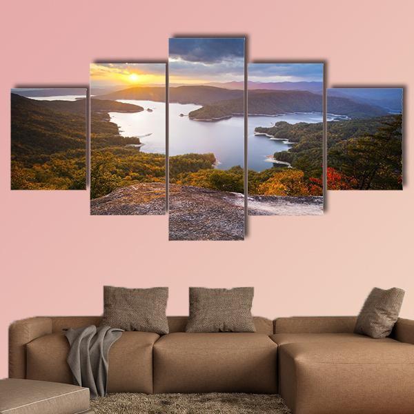 Lake Jocassee US Canvas Wall Art-5 Star-Gallery Wrap-62" x 32"-Tiaracle