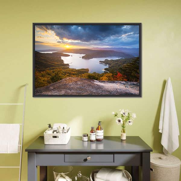 Lake Jocassee US Canvas Wall Art-1 Piece-Floating Frame-36" x 24"-Tiaracle