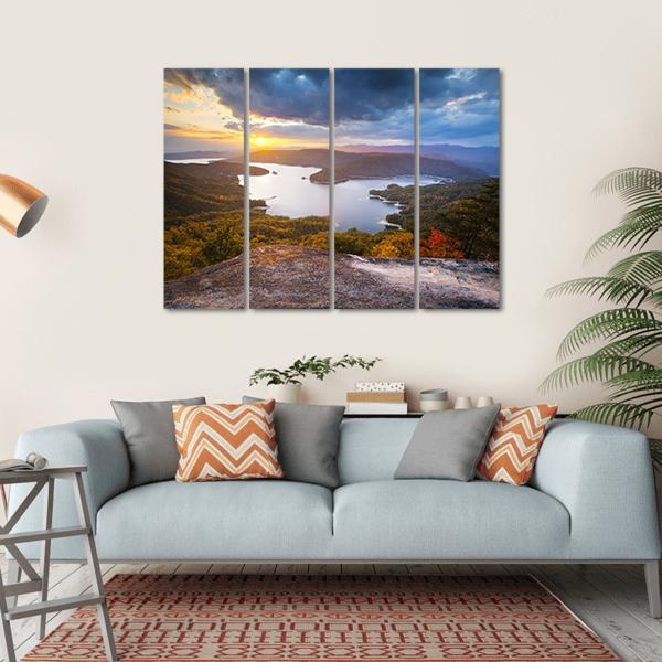 Lake Jocassee US Canvas Wall Art-4 Horizontal-Gallery Wrap-34" x 24"-Tiaracle