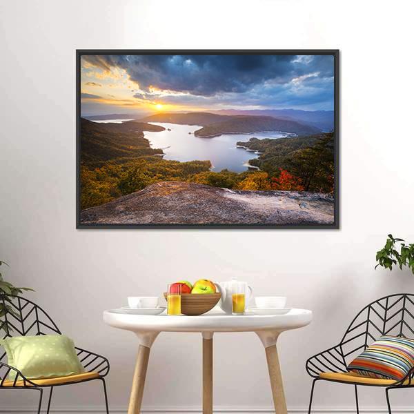 Lake Jocassee US Canvas Wall Art-5 Horizontal-Gallery Wrap-22" x 12"-Tiaracle