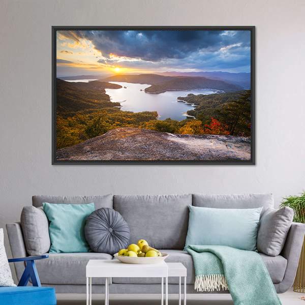 Lake Jocassee US Canvas Wall Art-5 Horizontal-Gallery Wrap-22" x 12"-Tiaracle