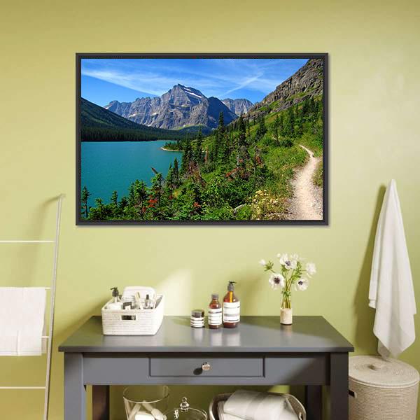 Lake Josephine Canvas Wall Art-1 Piece-Floating Frame-24" x 16"-Tiaracle