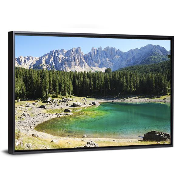 Lake Karersee Italy Canvas Wall Art-3 Horizontal-Gallery Wrap-25" x 16"-Tiaracle