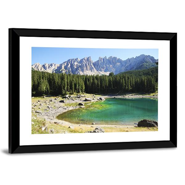 Lake Karersee Italy Canvas Wall Art-3 Horizontal-Gallery Wrap-25" x 16"-Tiaracle