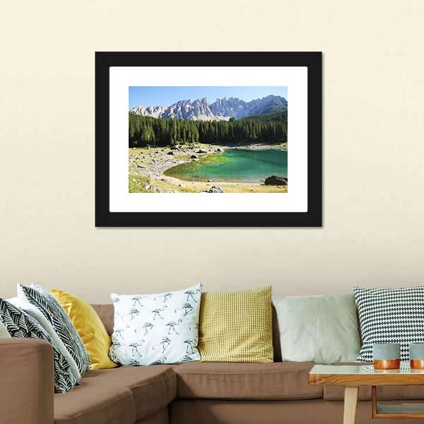 Lake Karersee Italy Canvas Wall Art-3 Horizontal-Gallery Wrap-25" x 16"-Tiaracle