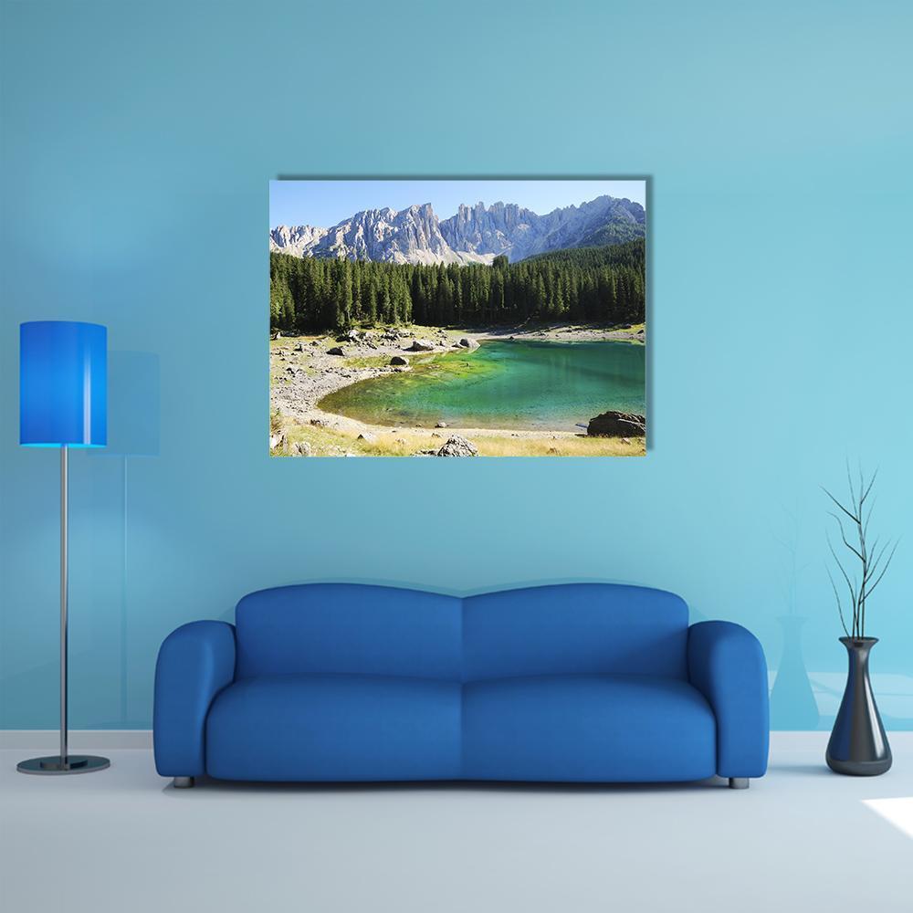 Lake Karersee Italy Canvas Wall Art-1 Piece-Gallery Wrap-48" x 32"-Tiaracle