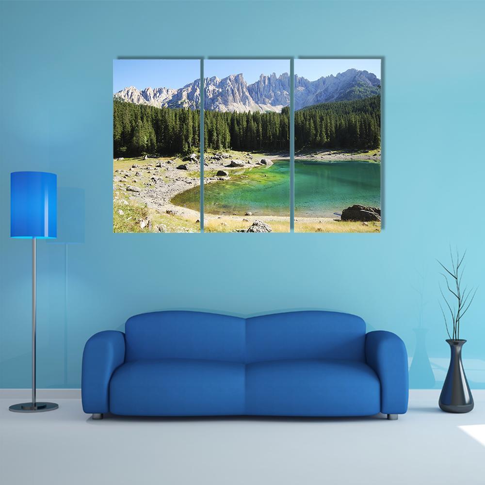 Lake Karersee Italy Canvas Wall Art-3 Horizontal-Gallery Wrap-37" x 24"-Tiaracle