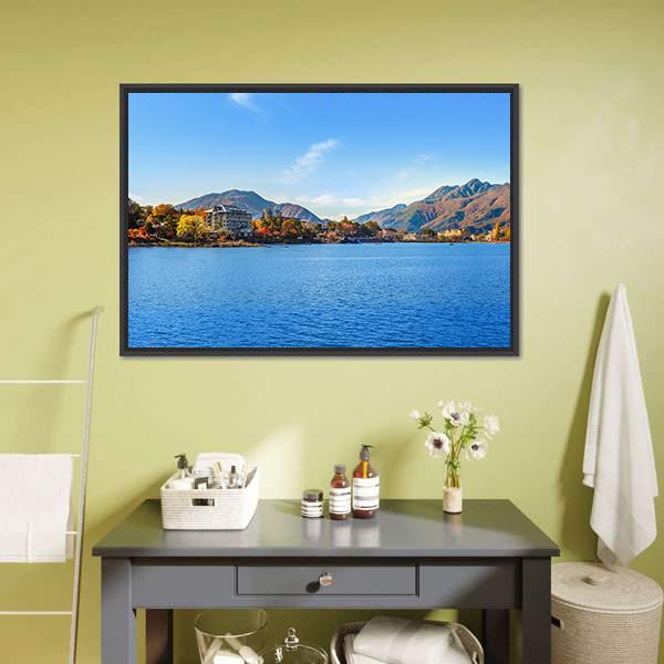 Lake Kawaguchi Japan Canvas Wall Art-1 Piece-Floating Frame-24" x 16"-Tiaracle
