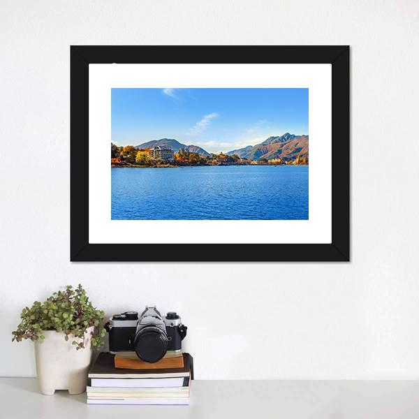 Lake Kawaguchi Japan Canvas Wall Art-1 Piece-Framed Print-20" x 16"-Tiaracle