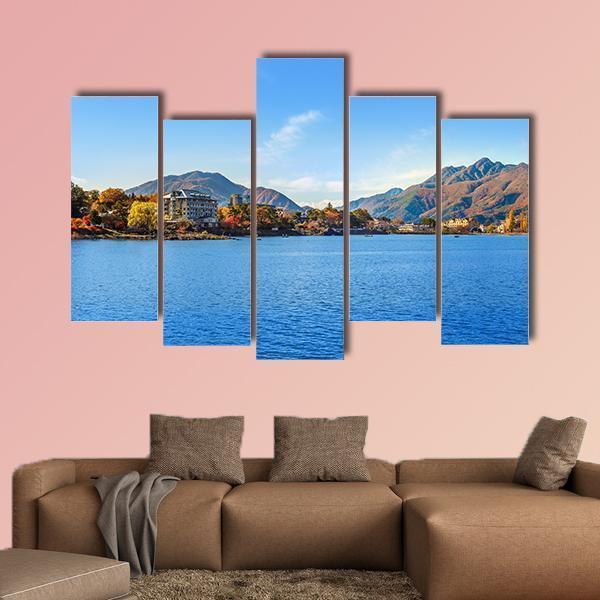 Lake Kawaguchi Japan Canvas Wall Art-5 Pop-Gallery Wrap-47" x 32"-Tiaracle