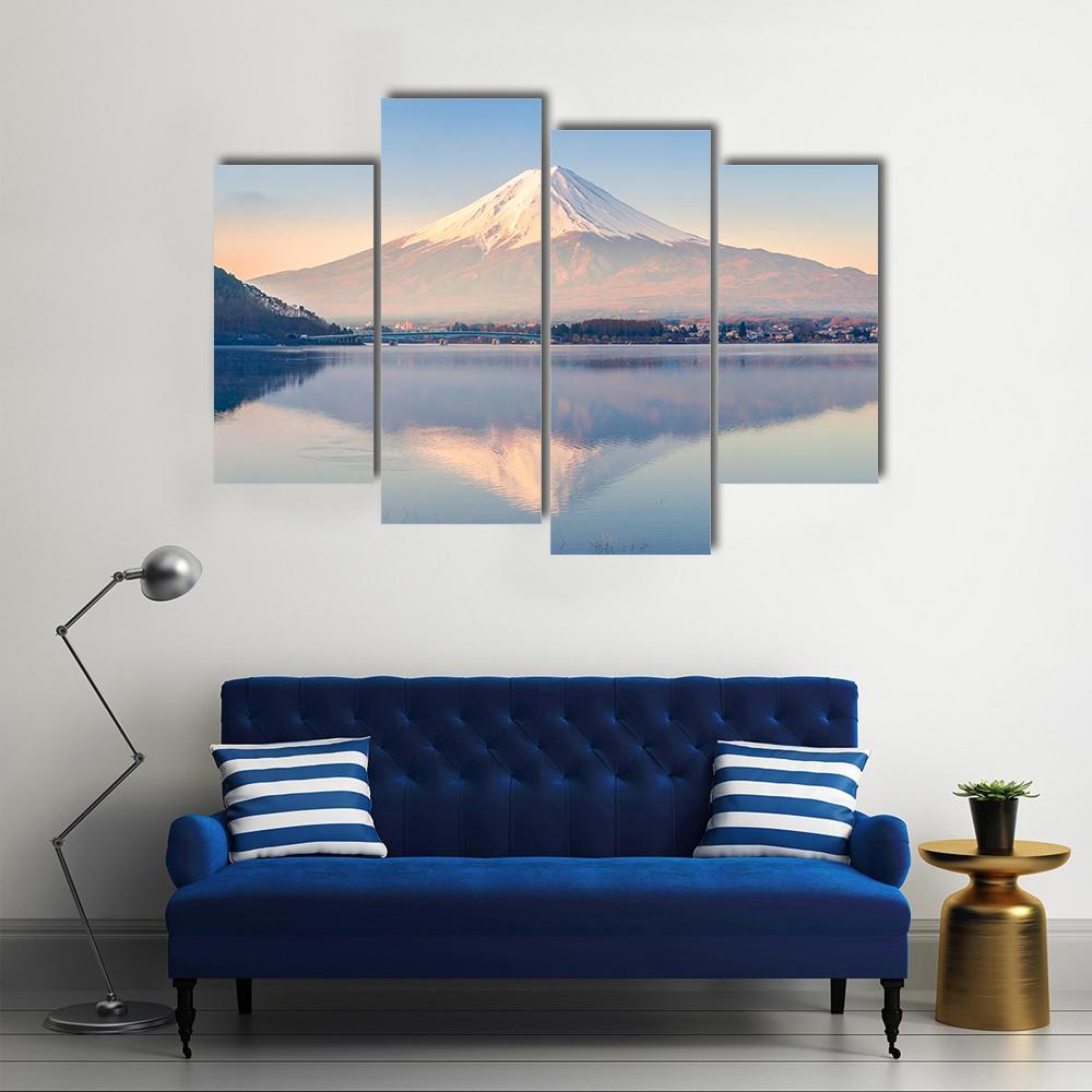 Lake Kawaguchiko Canvas Wall Art-4 Pop-Gallery Wrap-50" x 32"-Tiaracle