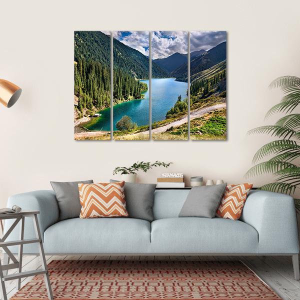 Lake Kolsai Canvas Wall Art-4 Horizontal-Gallery Wrap-34" x 24"-Tiaracle