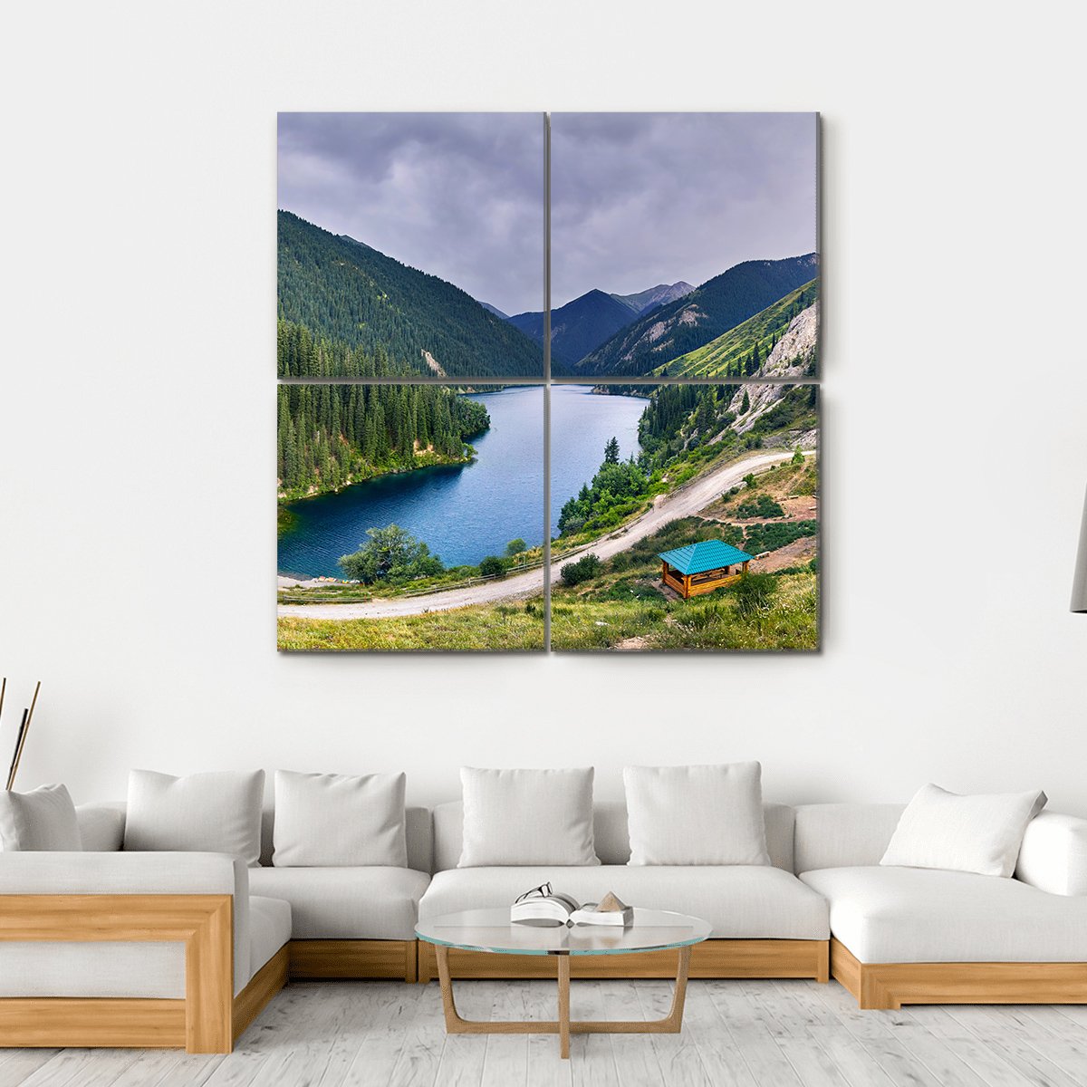 Lake Kolsai Kazakhstan Canvas Wall Art-4 Square-Gallery Wrap-17" x 17"-Tiaracle