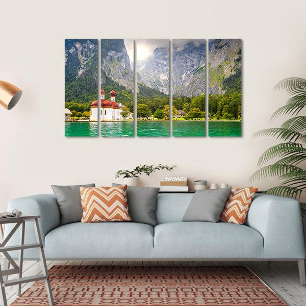 Lake Konigssee Canvas Wall Art-5 Horizontal-Gallery Wrap-22" x 12"-Tiaracle