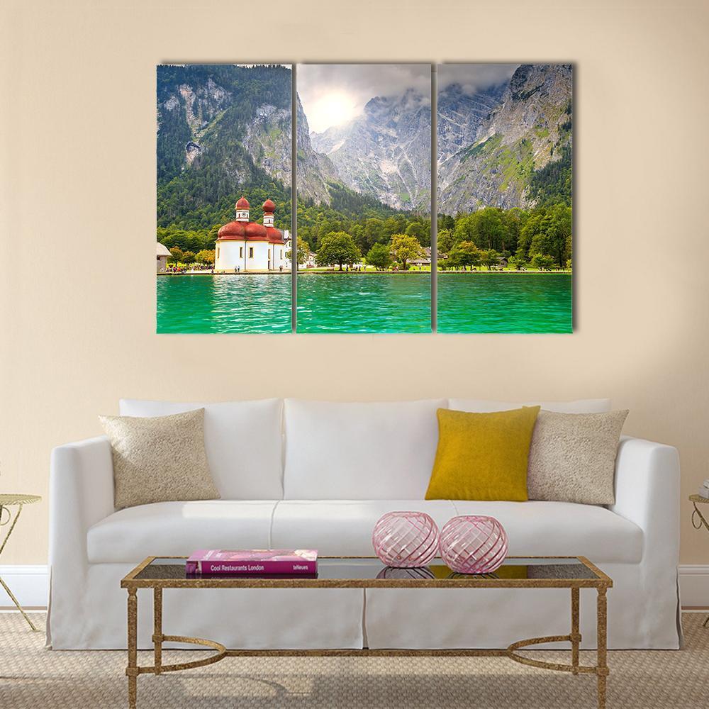 Lake Konigssee Canvas Wall Art-3 Horizontal-Gallery Wrap-37" x 24"-Tiaracle