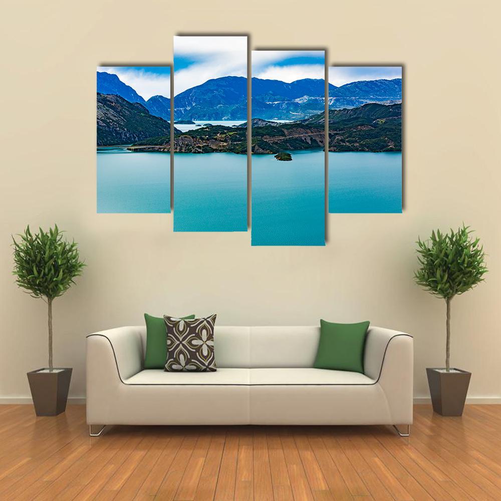 Lake Kremasta Canvas Wall Art-4 Pop-Gallery Wrap-50" x 32"-Tiaracle