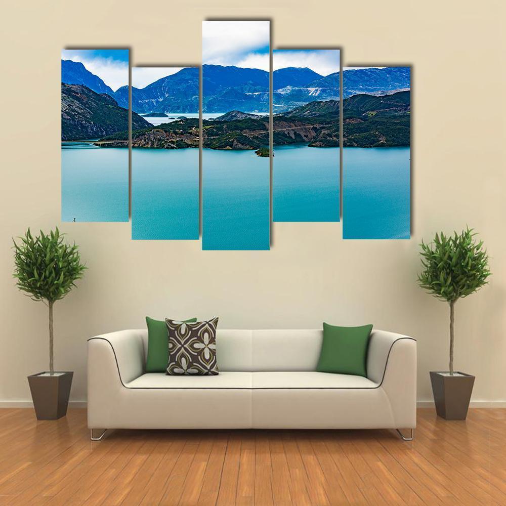 Lake Kremasta Canvas Wall Art-5 Pop-Gallery Wrap-47" x 32"-Tiaracle
