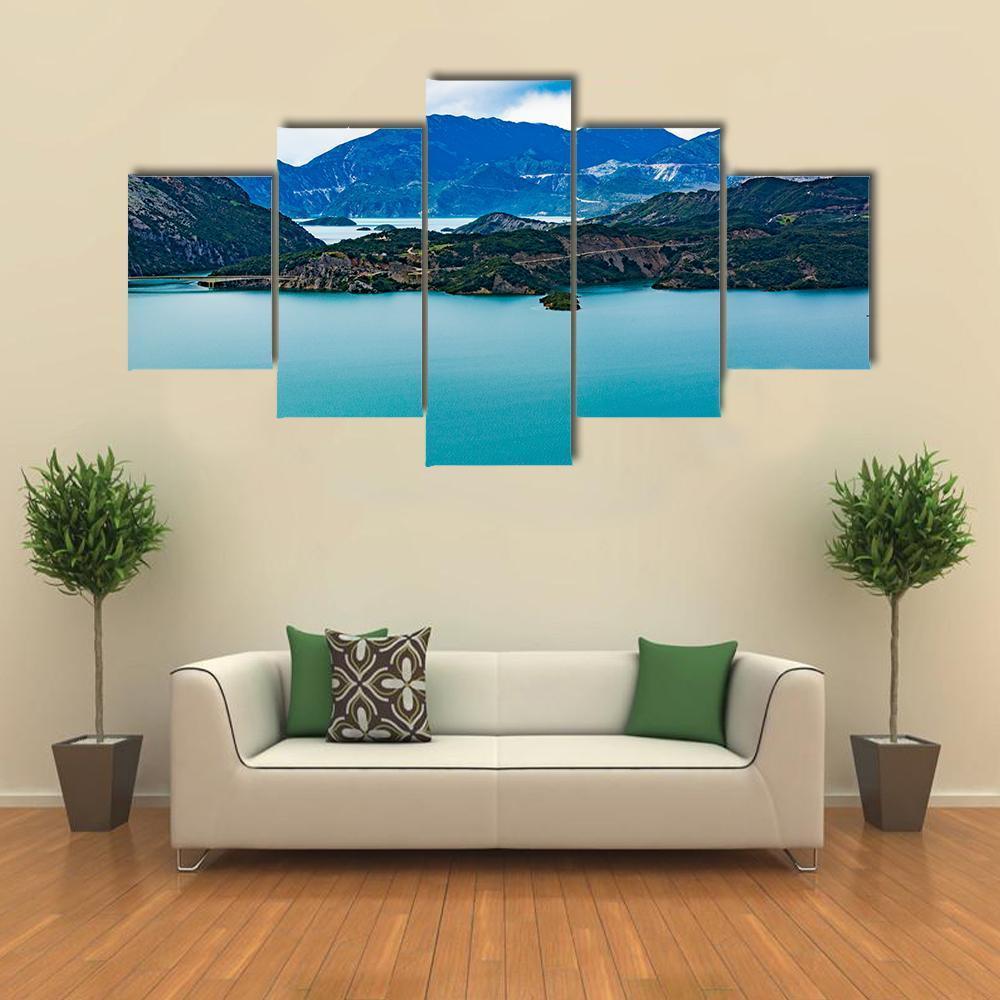 Lake Kremasta Canvas Wall Art-5 Star-Gallery Wrap-62" x 32"-Tiaracle