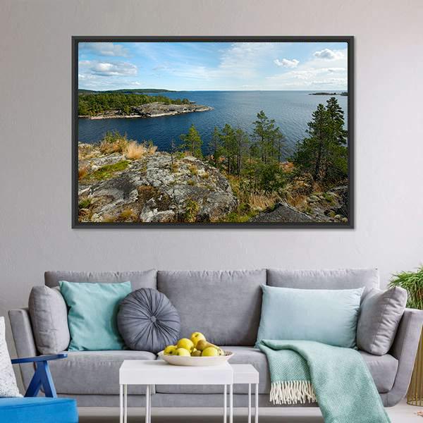 Lake Ladoga Canvas Wall Art-3 Horizontal-Gallery Wrap-25" x 16"-Tiaracle