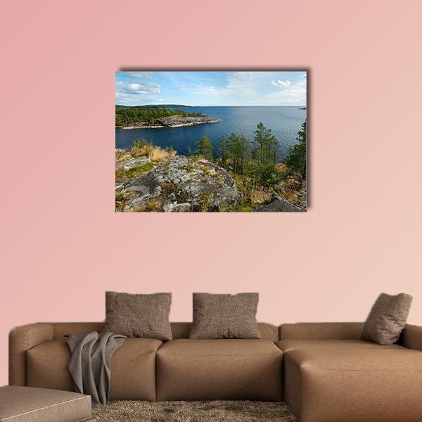 Lake Ladoga Canvas Wall Art-1 Piece-Gallery Wrap-48" x 32"-Tiaracle