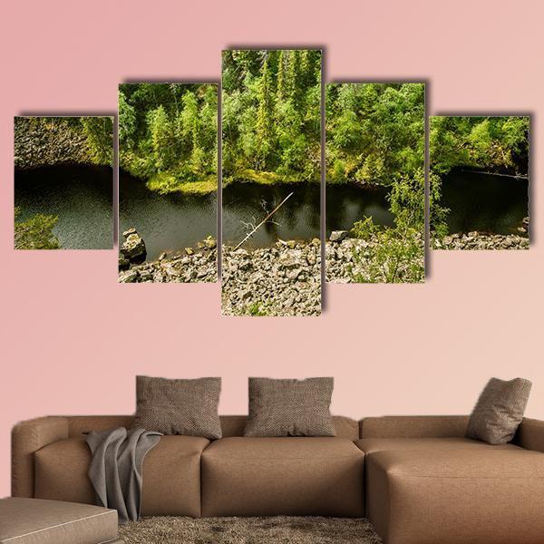 Lake Landscape Finland Canvas Wall Art-5 Star-Gallery Wrap-62" x 32"-Tiaracle