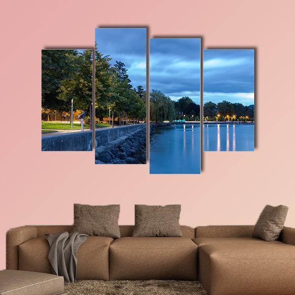 Lake Leman Switzerland Canvas Wall Art-4 Pop-Gallery Wrap-50" x 32"-Tiaracle