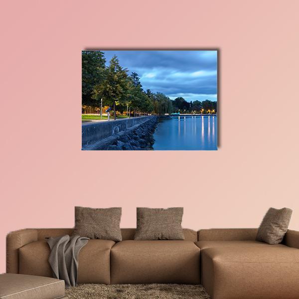 Lake Leman Switzerland Canvas Wall Art-3 Horizontal-Gallery Wrap-25" x 16"-Tiaracle