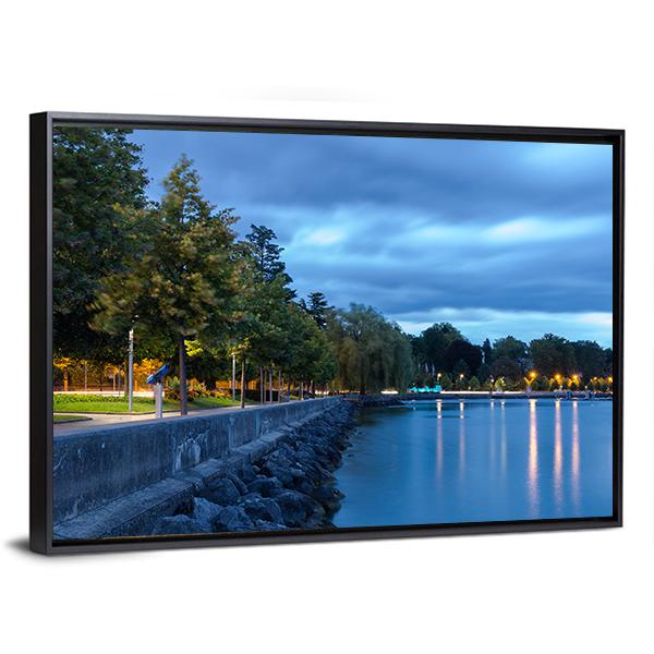 Lake Leman Switzerland Canvas Wall Art-3 Horizontal-Gallery Wrap-25" x 16"-Tiaracle
