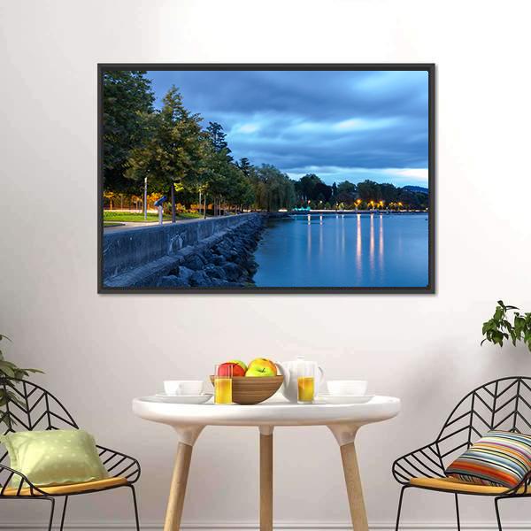 Lake Leman Switzerland Canvas Wall Art-3 Horizontal-Gallery Wrap-25" x 16"-Tiaracle
