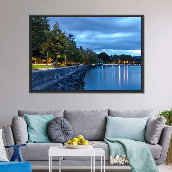 Lake Leman Switzerland Canvas Wall Art-3 Horizontal-Gallery Wrap-25" x 16"-Tiaracle