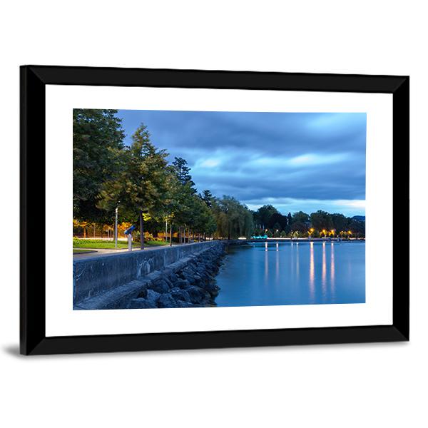 Lake Leman Switzerland Canvas Wall Art-3 Horizontal-Gallery Wrap-25" x 16"-Tiaracle