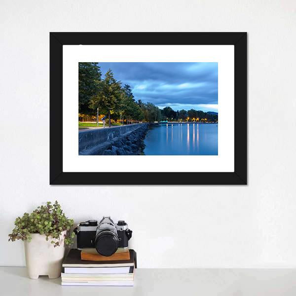 Lake Leman Switzerland Canvas Wall Art-1 Piece-Framed Print-20" x 16"-Tiaracle