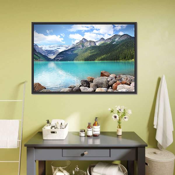 Lake Louise Alberta Canada Canvas Wall Art-1 Piece-Floating Frame-24" x 16"-Tiaracle