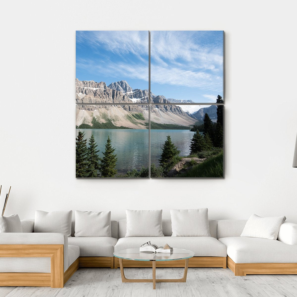 Lake Louise In Alberta Canvas Wall Art-4 Square-Gallery Wrap-17" x 17"-Tiaracle