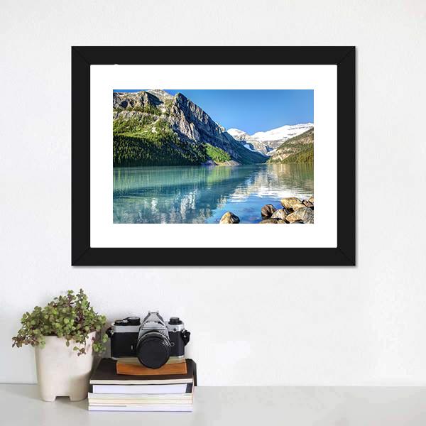 Lake Louise In Canada Canvas Wall Art-1 Piece-Framed Print-20" x 16"-Tiaracle
