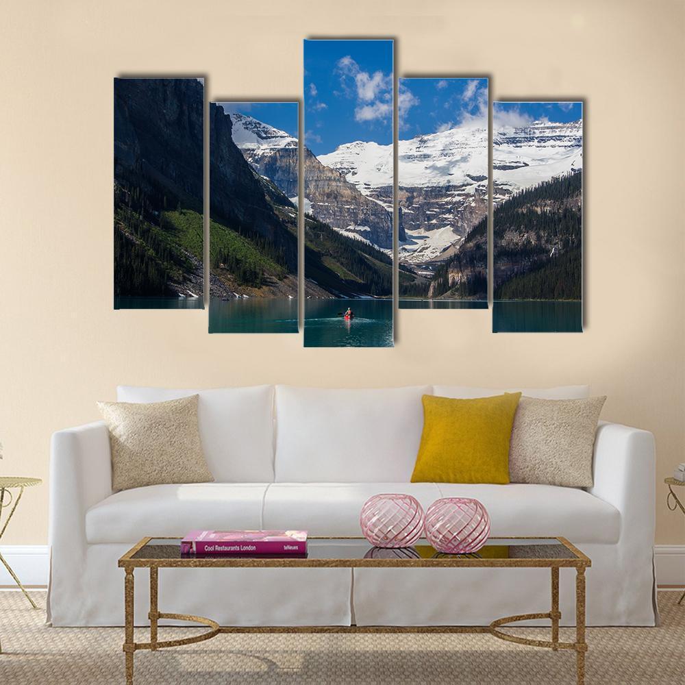 Lake Louise In Summer Canvas Wall Art-5 Pop-Gallery Wrap-47" x 32"-Tiaracle