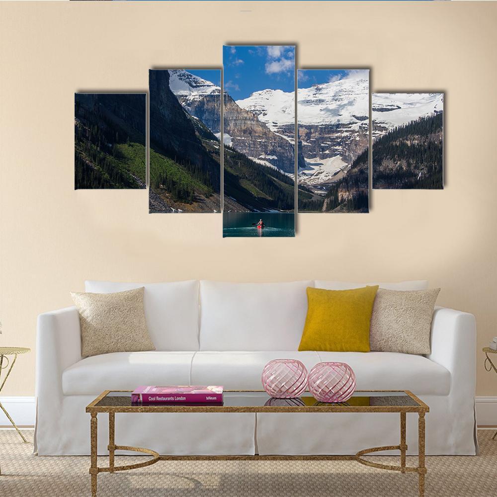Lake Louise In Summer Canvas Wall Art-5 Star-Gallery Wrap-62" x 32"-Tiaracle