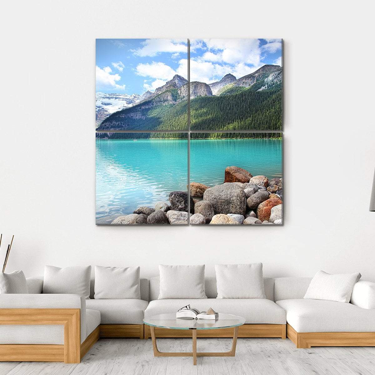Lake Louise Alberta Canada Canvas Wall Art-4 Square-Gallery Wrap-17" x 17"-Tiaracle